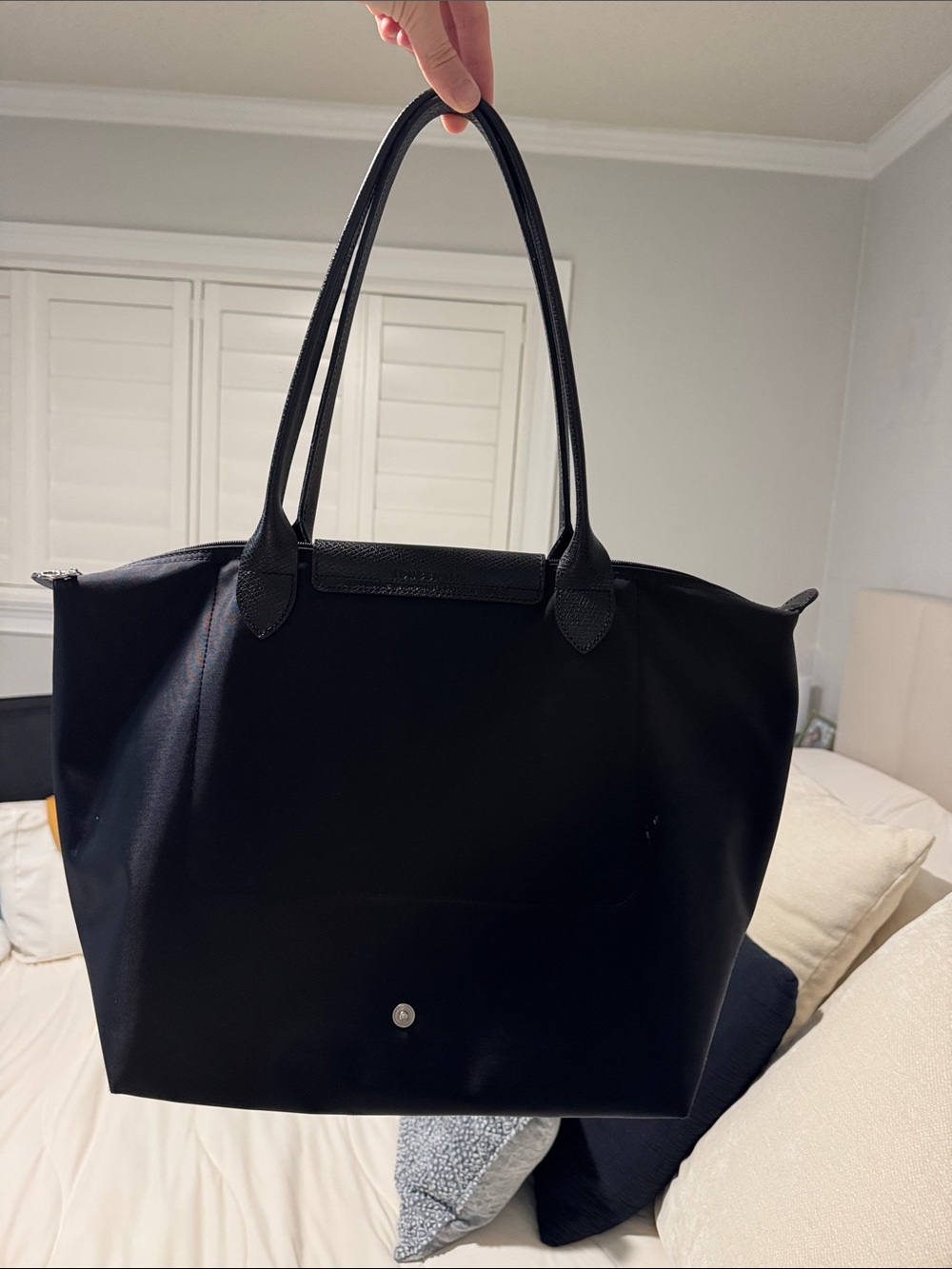 Longchamp Black Tote with White AMOUR Graphic - Picture 3 of 12